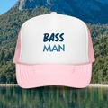 Bass Fishing Foam Trucker Hat Largemouth Bass Trucker Hat Bass Fisherman Trucker Hat Bass Fishing Dad Hat - Embroidered (Light Pink / White / Light Pink)