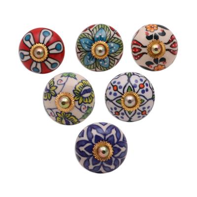 Floral Union,'Floral Motif Ceramic Knobs from Indi...