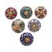 Floral Union,'Floral Motif Ceramic Knobs from India (Set of 6)'