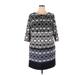 Taylor Casual Dress - Mini Crew Neck 3/4 sleeves: Blue Aztec or Tribal Print Dresses - Women's Size 18