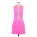 Lilly Pulitzer Casual Dress - Shirtdress High Neck Sleeveless: Pink Solid Dresses - Women's Size 2