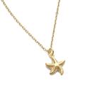 Dainty 18 K Gold Plated Silver Starfish Necklace, Silver