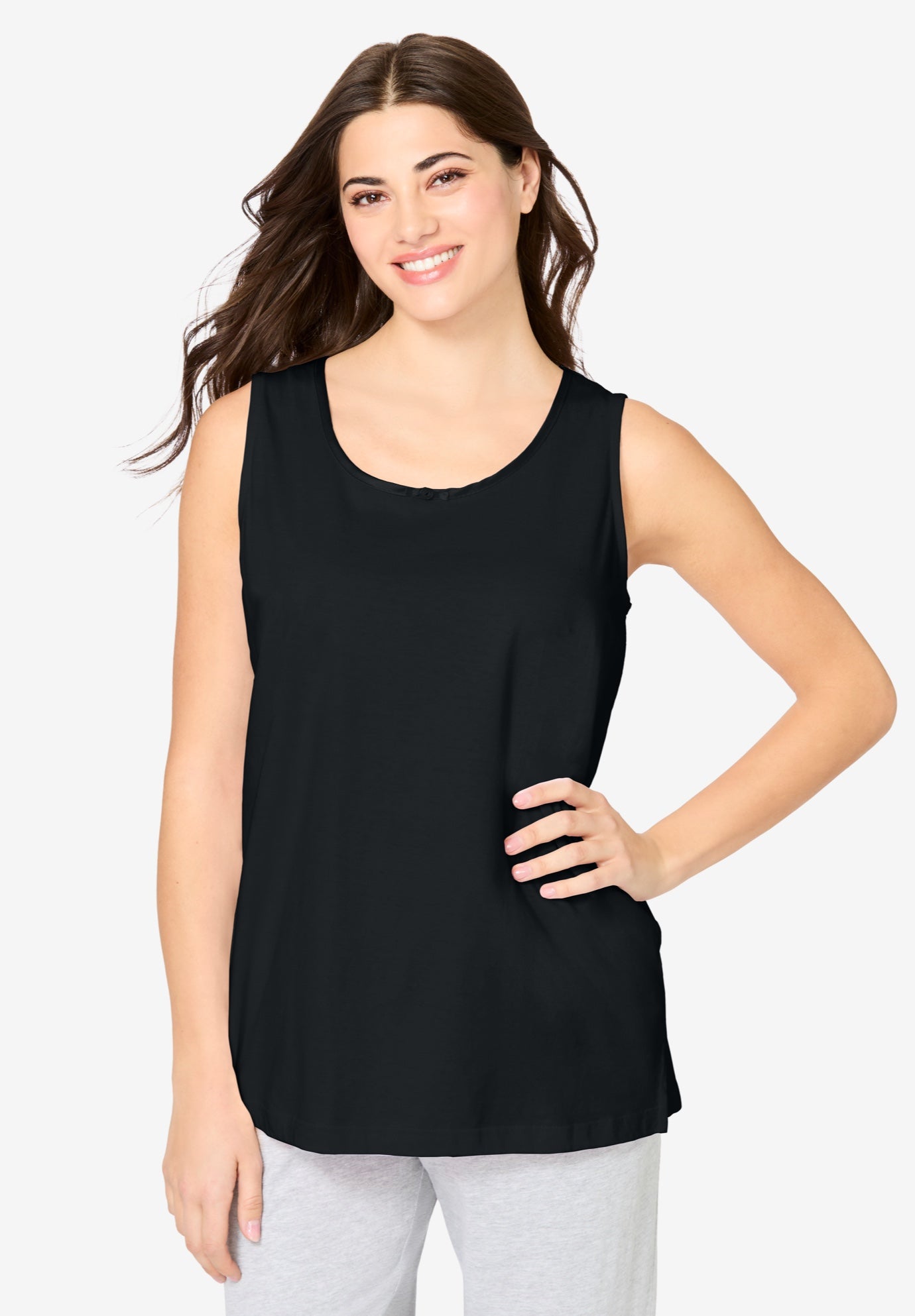 Plus Size Women's Knit Sleep Tank by Dreams & Co. in Black (Size 3X)