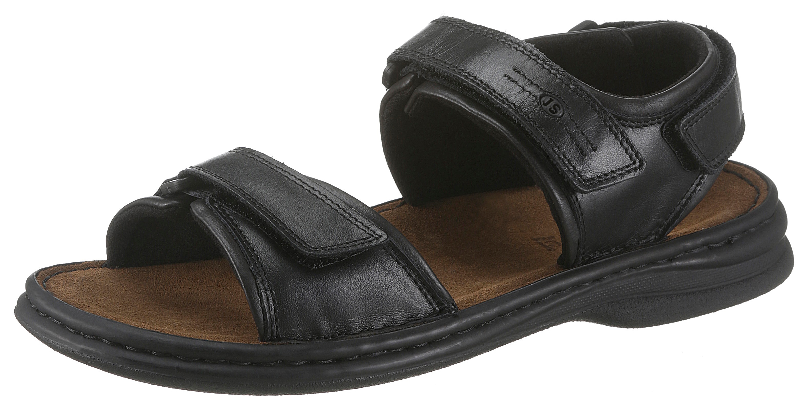 Sandale JOSEF SEIBEL "Rafe", Herren, Gr. 41, schwarz, Leder, Schuhe Sandale, Sommerschuh, Klettschuh, Freizeitsandale, mit 3-fach Klettverschluss