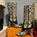 Gucci Shoes | Auth Gucci Python Calf Print Leather Boots Size 38.5(8.5) | Color: Black/Cream | Size: 8.5