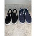 Vans Shoes | 2 Men’s 12 Vans Off The Wall Denim Blue & Black Canvas Slip-On Sneakers Shoes | Color: Blue | Size: 12