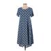 Lularoe Casual Dress - Midi Crew Neck Short sleeves: Blue Dresses - Women's Size 2X-Small