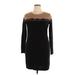 AB Studio Casual Dress - Mini Crew Neck Long sleeves: Black Print Dresses - Women's Size X-Large