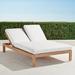 Calhoun Double Chaise with Cushions in Natural Teak - Emilia Damask Air Blue - Frontgate