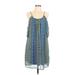 Charming Charlie Casual Dress - Shift Cold Shoulder Sleeveless: Blue Dresses - Women's Size Large