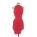 Akira Chicago Black Label Casual Dress - Bodycon High Neck Sleeveless: Red Print Dresses - Women's Size Medium