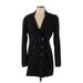 Astr Casual Dress - Mini V Neck Long sleeves: Black Solid Dresses - Women's Size Small