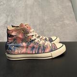 Converse Shoes | Converse Chuck Taylor All Star High Women's 7 Pink Feather Print Satin Sneakers | Color: Pink | Size: 7
