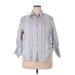 Venezia Long Sleeve Button Down Shirt: Blue Stripes Tops - Women's Size 18 Plus