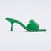 Zara Shoes | Nwt. Zara Green Heeled Padded Sandals. Size 5. | Color: Green | Size: 5