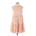 Entro Casual Dress - A-Line Mock Sleeveless: Pink Print Dresses - Women's Size Small