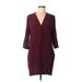 Sandro Casual Dress - Mini V Neck 3/4 sleeves: Burgundy Print Dresses - Women's Size Medium