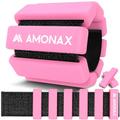 Amonax Gewichtsmanschetten Ankle Weights Set, Fitness Gewichte Für Beine Und Arme, 2x0,5kg Gewichte Handgelenk Für Frauen Männer, Pilates Gewichte Leg Weights (Grau - 2kg x 2) (Rosa - 1kg x 2)