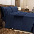Bronwen Mathews Super King Duvet Cover Sets Soft Microfibre with Quilted Square Velvet Band and 2 Pillowcases, Easy Care Wrinkle Free Super King Bedding Set of 3 Pcs (Navy, Super King)