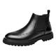 ANUFER Men's Genuine Leather Brogue Chelsea Boots Formal Slip-On Ankle Dress Shoes Black SD5A40124 UK4.5