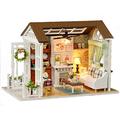 Dollhouse Wooden Mini Model Diy Folding Kids Doll Fun Living Room Cottage Cafe Winter Forest Retro Room Furniture Accessories Decorative Elements (Living Room)