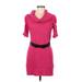 AB Studio Casual Dress - Sweater Dress Cowl Neck Short sleeves: Pink Print Dresses - Women's Size Medium