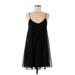 Express Casual Dress - A-Line Plunge Sleeveless: Black Solid Dresses - Women's Size X-Small
