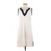 Talbots Casual Dress - Shift V-Neck Sleeveless: Ivory Solid Dresses - Women's Size Medium