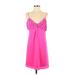 Naked Zebra Casual Dress - Mini Plunge Sleeveless: Pink Solid Dresses - Women's Size Small