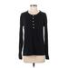 J.Crew Long Sleeve Henley Shirt: Black Tops - Women's Size Small