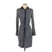 Tommy Hilfiger Casual Dress - Shirtdress High Neck Long sleeves: Blue Dresses - Women's Size X-Small