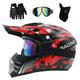 Full Face MTB Motocross Helmet, with Goggles Gloves Mask, Youth Kid Dual Sport Off Road ATV Scooter Motorbike Helmet, Downhill Quad Bike Enduro Dirt Bike Crash Helmet (Color : C, Size : L/56-57CM)