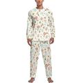 Bee Flower Soft Mens Pyjamas Set Comfortable Long Sleeve Loungewear Top And Bottoms Gifts S