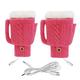 Winter Electric Warm Gloves,USB-5V Plush Warm Gloves,2-in-1 Indoor Office Beer Mug Shape Warm Gloves (Hot Pink)