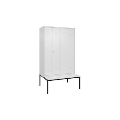C+P Doppel-Spind Classic PLUS Kunststoff untergebaute Bank, 4 Abteile, HxBxT 212x120x82cm, Zylinderschloss, Verkehrsweiß von PROREGAL Image