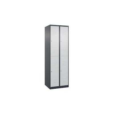 C+P Spind Classic PLUS, 4 Abteile, HxBxT 185x60x50cm, Zylinderschloss, Anthrazit/Hellgrau von PROREGAL Image