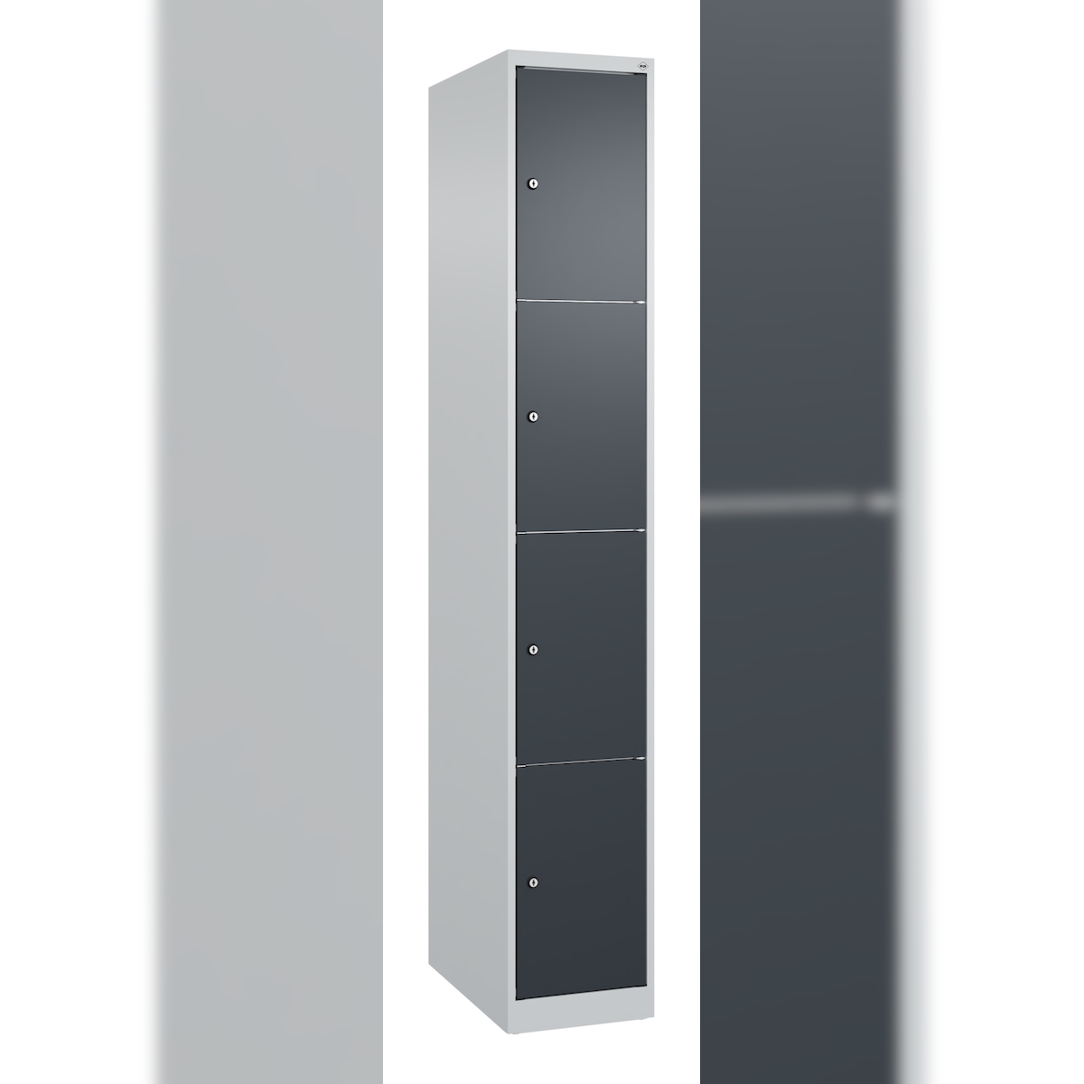 C+P Schließfachschränke Classic PLUS, 4 Abteile, HxBxT 185x30x50cm, Zylinderschloss, Hellgrau/Anthrazit von PROREGAL Image