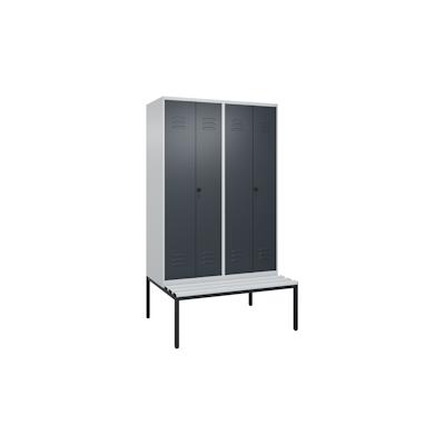 C+P Doppel-Spind Classic PLUS Kunststoff untergebaute Bank 4 Abteile Trennwand HxBxT 212x120x82cm Sicherheitsdrehriegel HellgrauAnthrazit von PROREGAL Image
