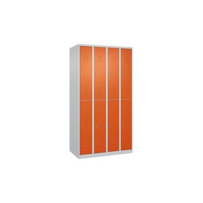 C+P Spind Classic PLUS, 8 Abteile, HxBxT 185x100x50cm, Zylinderschloss, Hellgrau/Reinorange von PROREGAL Image
