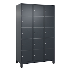 C+P Schließfachschränke Classic PLUS, Füßen, 15 Abteile, HxBxT 195x120x50cm, Zylinderschloss, Anthrazit von PROREGAL Image