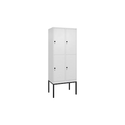C+P Spind Classic PLUS, Gestell, 4 Abteile, HxBxT 212x80x50cm, Sicherheitsdrehriegel, Verkehrsweiß von PROREGAL Image