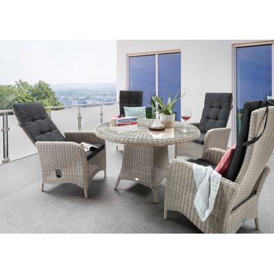 Garten-Essgruppe DESTINY "PALMA LUNA", weiß (vintage weiß, weiß, hellgrau, altweiß), B:60cm H:110cm T:62cm, Aluminium, Wicker/Kunststoffgeflecht, Sitzmöbel-Sets, Aluminium, Polyrattan Image