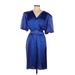 Blondie and Me Casual Dress V Neck Short sleeves: Blue Solid Dresses - Women's Size 7