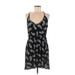 H&M Casual Dress - Mini Plunge Sleeveless: Black Paisley Dresses - Women's Size Medium - Paisley Wash