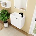 Hokku Designs Queneshia 22.09" Single Bathroom Vanity w/ Ceramic Top Wood/in Brown/White | 19.79 H x 22.09 W x 13.09 D in | Wayfair