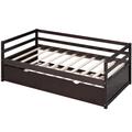 Home Decor Wood Daybed w/ Twin Size Trundle in Brown | 30.08 H x 79.38 W x 42.58 D in | Wayfair DAGEWF314121AAP