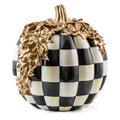 MacKenzie-Childs Courtly Check® Gold Foliage Pumpkin Resin in Black/White/Yellow | 11.5 H x 9.25 W x 9.25 D in | Wayfair 35509-0541