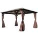 Symple Stuff Gazebo Pop up Canopy Tent Folding Patio Pavilion w/ Curtain Aluminum Aluminum/Hardtop/Metal in Black/Brown/Gray | Wayfair