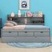 Red Barrel Studio® Decorah Full Size Wooden Captain Bed w/ Built-in Bookshelves Wood in Gray | 47.2 H x 78.7 W x 104.6 D in | Wayfair