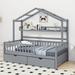 Harper Orchard Sigisbert Wooden House Bed w/ 2 Drawers, Kids Bed w/ Storage Shelf Wood in Gray | 70.9 H x 42.5 W x 77.6 D in | Wayfair